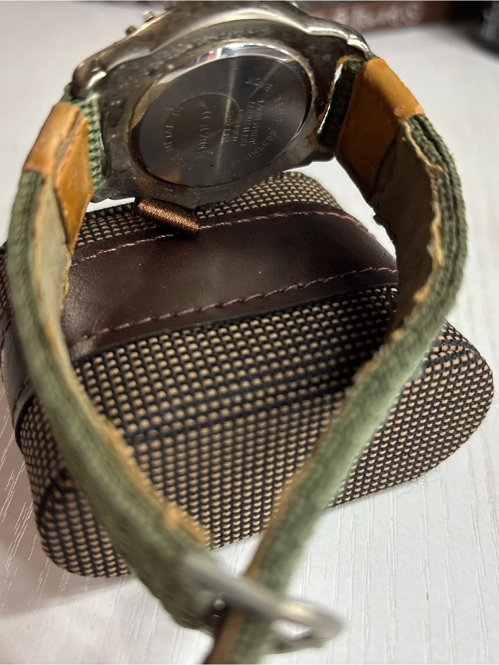 Men's Military-Style Field Watch in Green and Brown